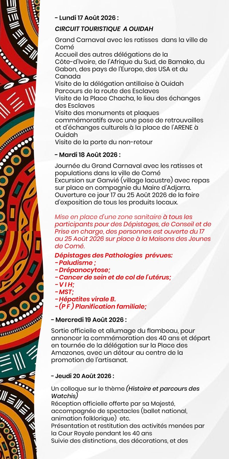Programme détaillé (17 – 20 août)